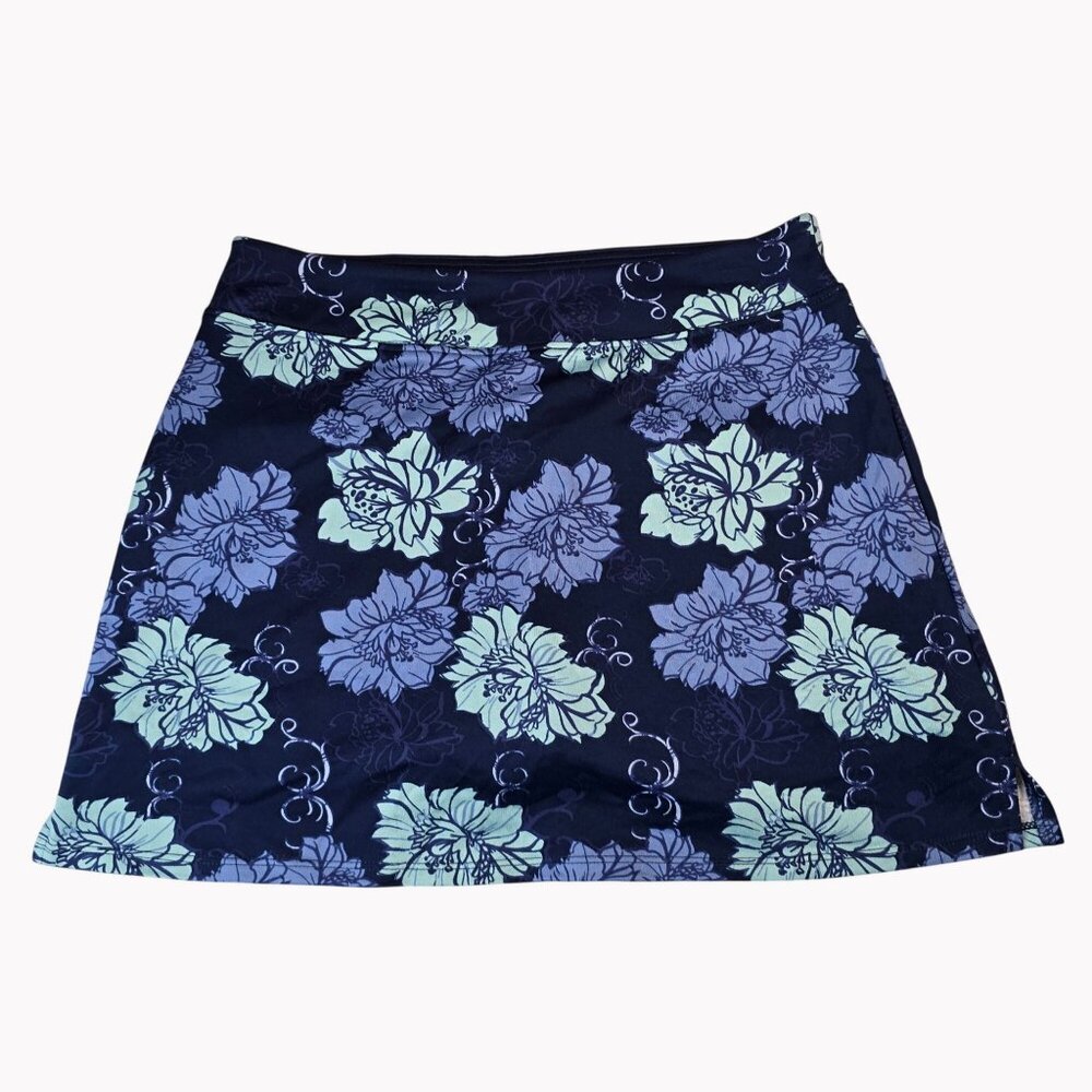 Tranquility Womens S Floral Navy Athletic Skort Stretch Built In Shorts